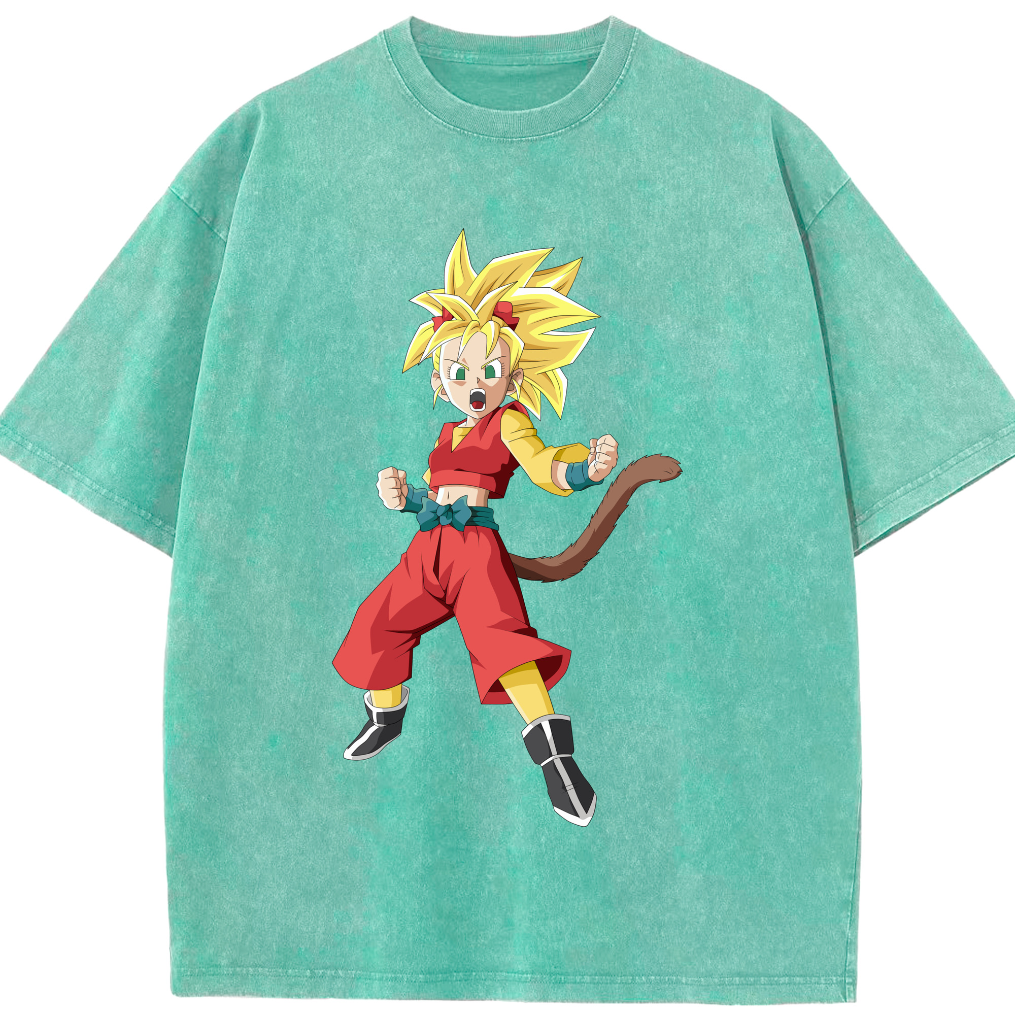 （画像用） ドラゴンボール カリフラ DRAGON BALL Caulifla 綿100% ヴィンテージ風 半袖Tシャツ（フロントプリント）